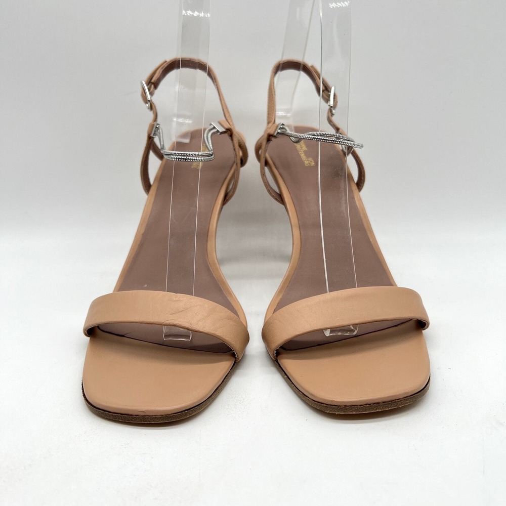 Diane Von Furstenberg Sandals Women 8 Tan Stiletto Ankle Strap Chain Detail - Picture 3 of 12